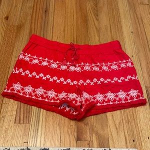 Loft red orange embroidered shorts!